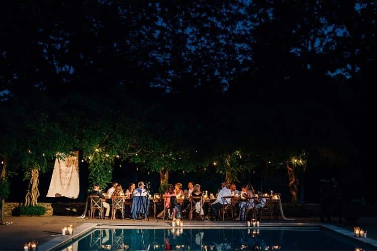 Helen and Chris: A Micro Wedding in Lancaster PA - nighttime poolside wedding photo