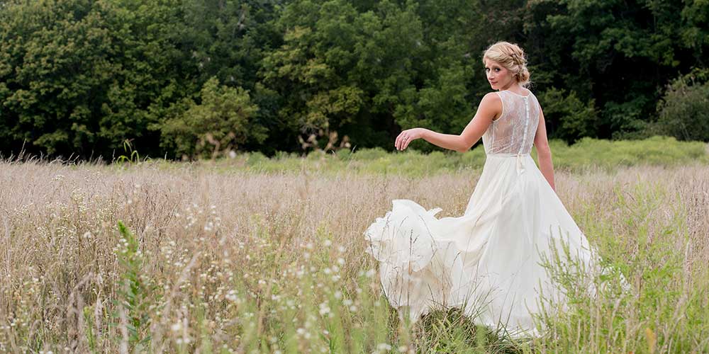 Lancaster Rustic Wedding bride field