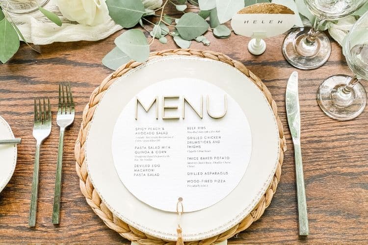 Why Microweddings in Central PA are Trending. Custom circular menu set up at wooden table.